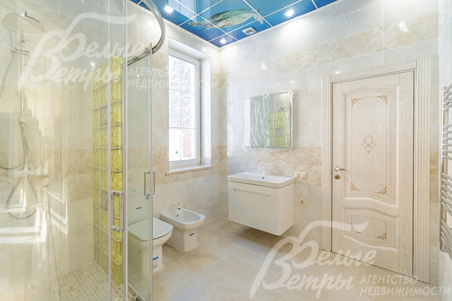 В санузлах импортная плитка и мозаика. 