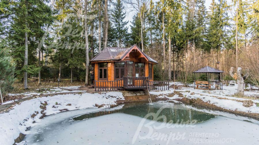 Беседка рыбака у пруда с карпами