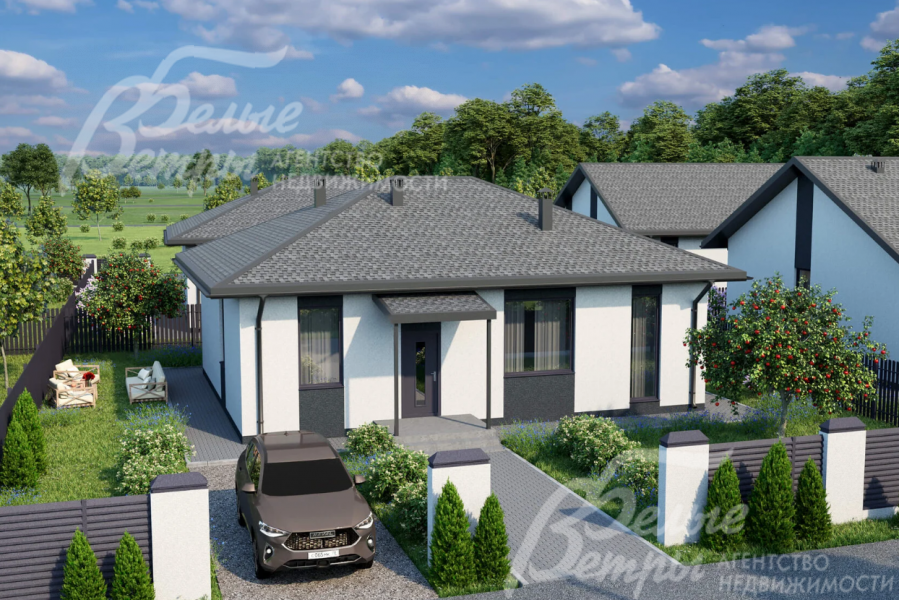 Визуализация. Одноэтажный дом под чистовую отделку 96 кв.м в Акиньшино Зеленые кварталы