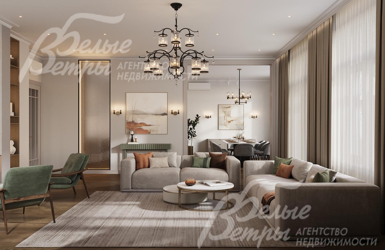 Визуализация интерьера гостиной