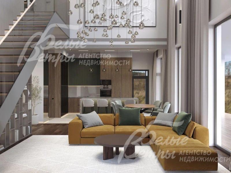 Визуализация - гостиная со вторым светом.