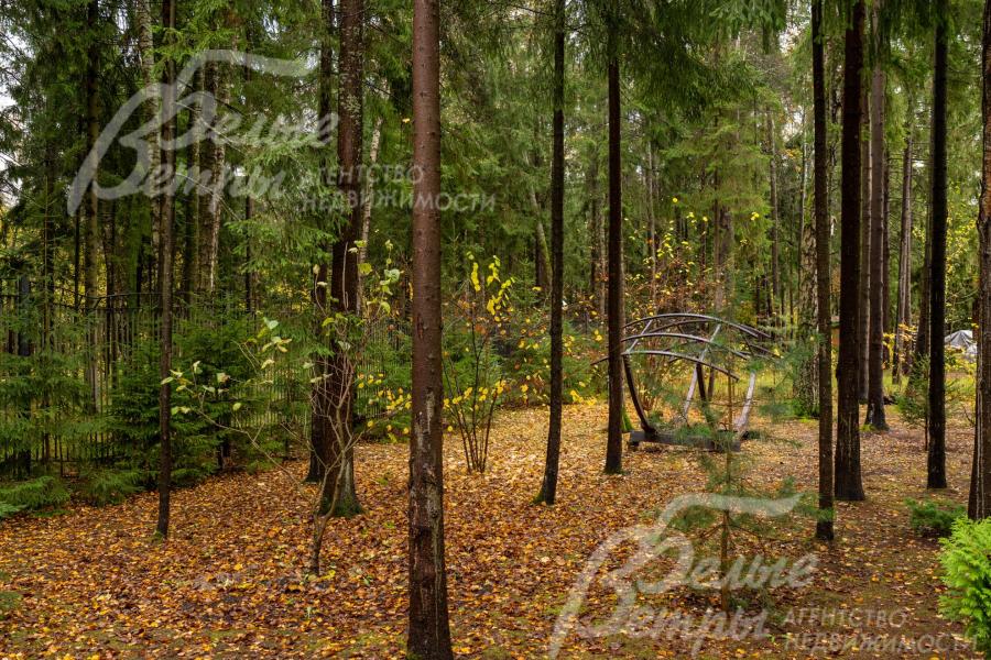 На участке есть большой деревянный гамак