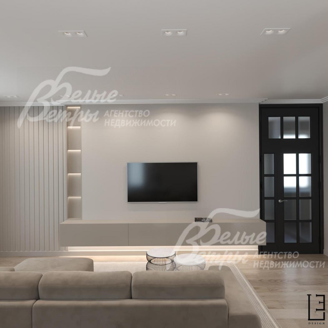 Визуализация дизайн проекта 1-го этажа: в проекте предусмотрены высокие двери