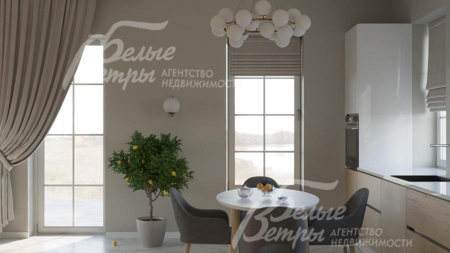 Зона кухни включает всю необходимую встраиваемую технику