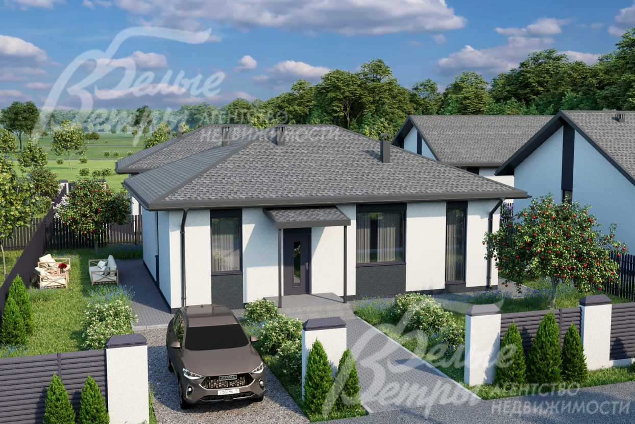 Визуализация. Одноэтажный дом под чистовую отделку 96 кв.м в Акиньшино Зеленые кварталы