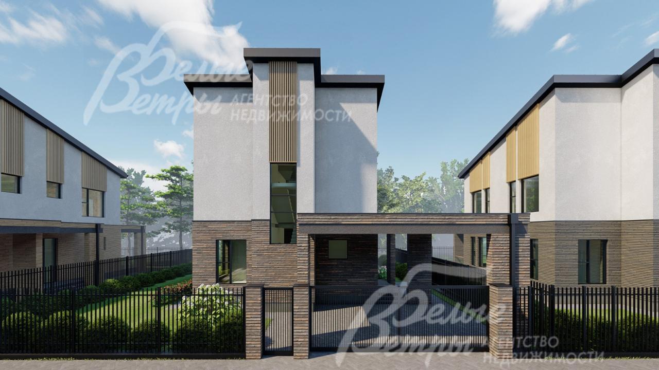 На въезде на участок установлены откатные ворота в стиле забора (рендер)